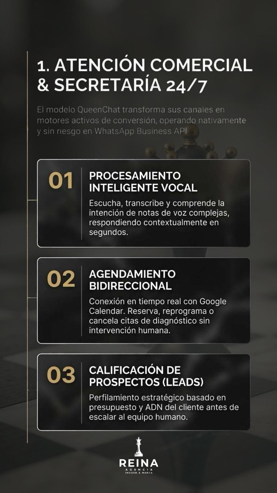 Agente QueenChat — atención comercial 24/7 en WhatsApp